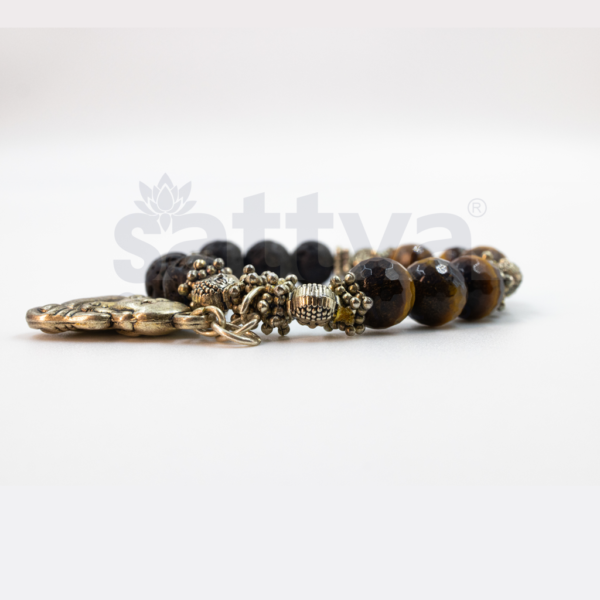 Tiger's EYE(D-Cut)+ LAVA-Metal Deco Beads Buddha Bracelet - Image 2
