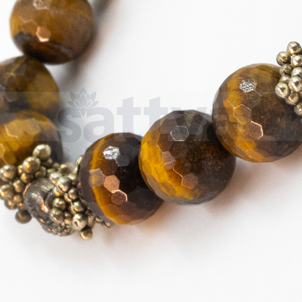 Tiger's EYE(D-Cut)+ LAVA-Metal Deco Beads Buddha Bracelet - Image 3
