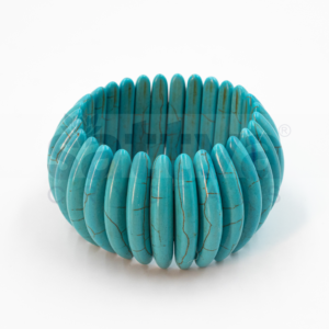 Turquenite–Long Half-Cylinderical Cut Band Bracelet