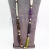 Quartz & Agate Mix Chip-Cut 3 Layered with 8mm Akoya Pearl & Hematite Beads with Metal Deco Fancy MALA - Image 2